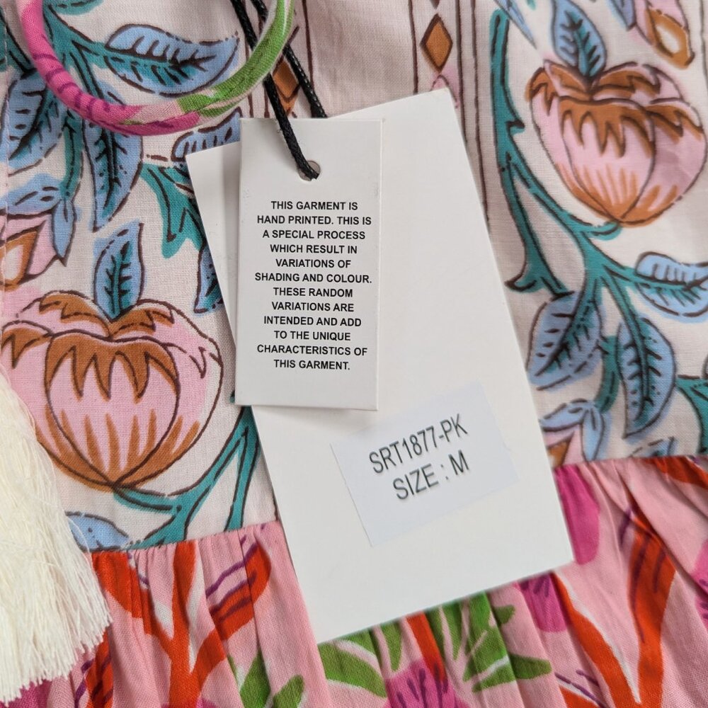 NWT THML Pink Floral Boho Peasant Top Medium - Picture 8 of 14